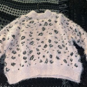 Cheetah print fuzzy sweater